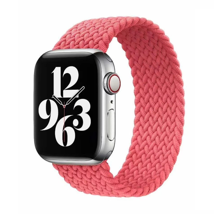 Single-turn Nylon Woven Watch Band For Apple Watch Series 9&8&7 41mm / SE 3&SE 2&6&SE&5&4 40mm / 3&2&1 38mm, Size:S(Pink)