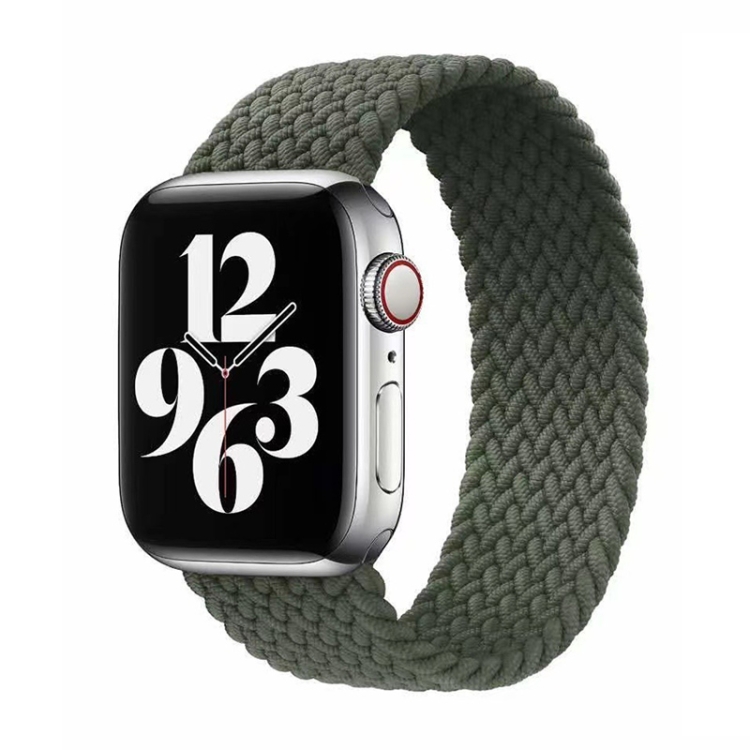 Single-turn Nylon Woven Watch Band For Apple Watch Ultra 49mm&Watch Ultra 2 49mm / Series 9&8&7 45mm / SE 3&SE 2&6&SE&5&4 44mm / 3&2&1 42mm, Size:L(Green)