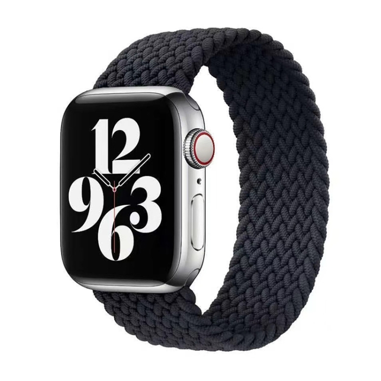 Single-turn Nylon Woven Watch Band For Apple Watch Ultra 49mm&Watch Ultra 2 49mm / Series 9&8&7 45mm / SE 3&SE 2&6&SE&5&4 44mm / 3&2&1 42mm, Size:M(Black)