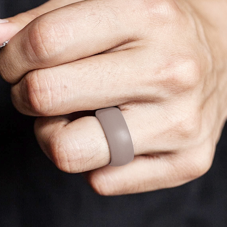 SiR013 8.7mm Curved Outdoor Sports Silicone Ring, Size: No.10(Rose Gold)
