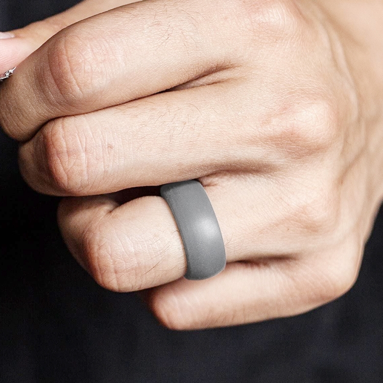 SiR013 8.7mm Curved Outdoor Sports Silicone Ring, Size: No.12(Light Grey)