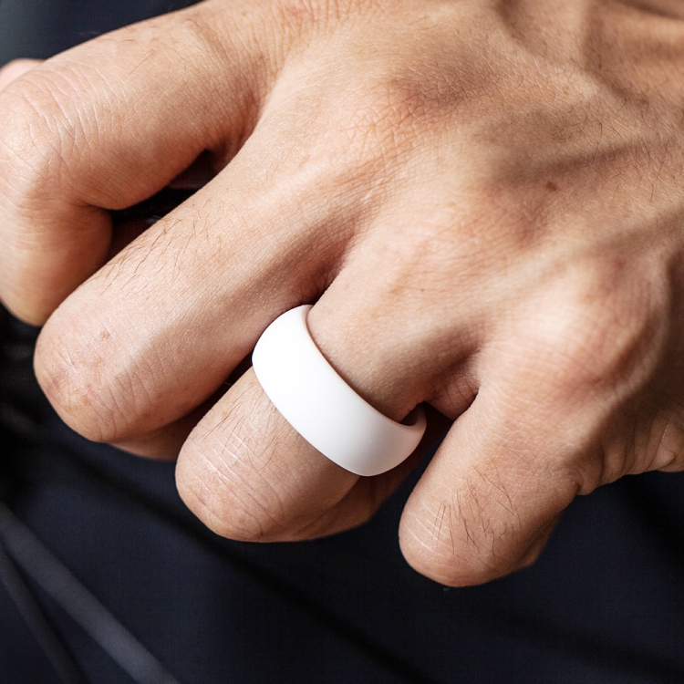 SiR013 8.7mm Curved Outdoor Sports Silicone Ring, Size: No.12(White)