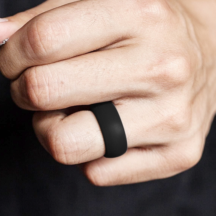 SiR013 8.7mm Curved Outdoor Sports Silicone Ring, Size: No.7(Black)