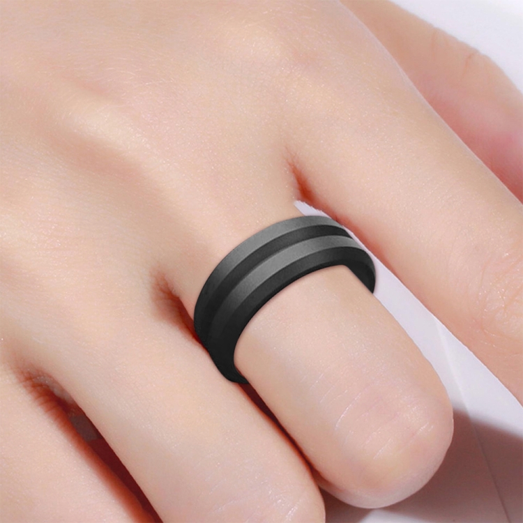 SiR053 V Shaped Grooved Edge Silicone Ring Outdoor Sports Couple Ring No.14(Deep Gray)