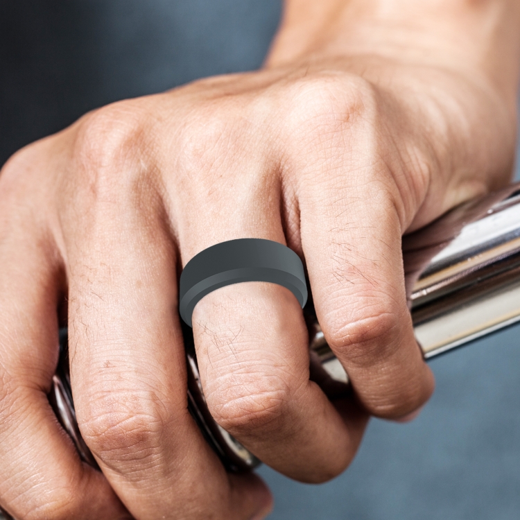 SIR062 8MM Wide Bevel Silicone Ring Sports Ring No.12(Dark Gray)