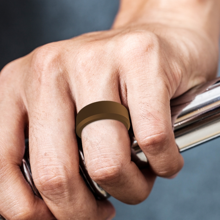 SIR062 8MM Wide Bevel Silicone Ring Sports Ring No.14(Bronze)
