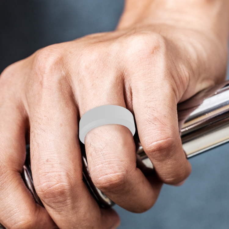 SIR062 8MM Wide Bevel Silicone Ring Sports Ring No.14(Silver)