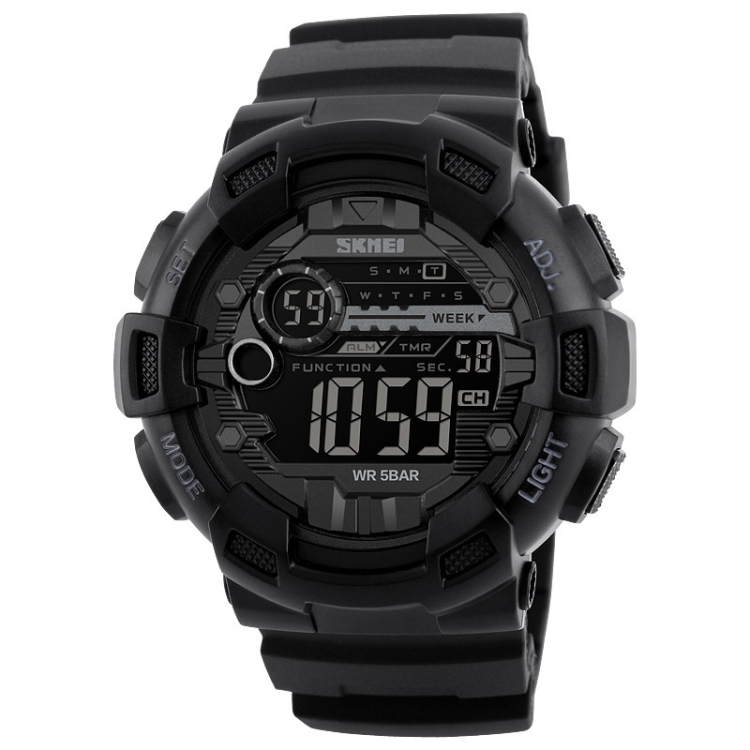 SKMEI 1243 Men Sports Watch Outdoor Waterproof Digital Watch(Black)