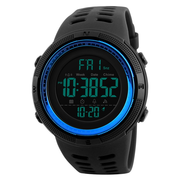 SKMEI 1251 Men Fashionable Outdoor 50m Waterproof Sports Watch Digital Watch with PU Watchband(Blue)
