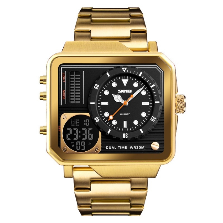 SKMEI 1392 Multi-Function Outdoor Sports Watch Business Double Display Waterproof Electronic Watch(Golden)