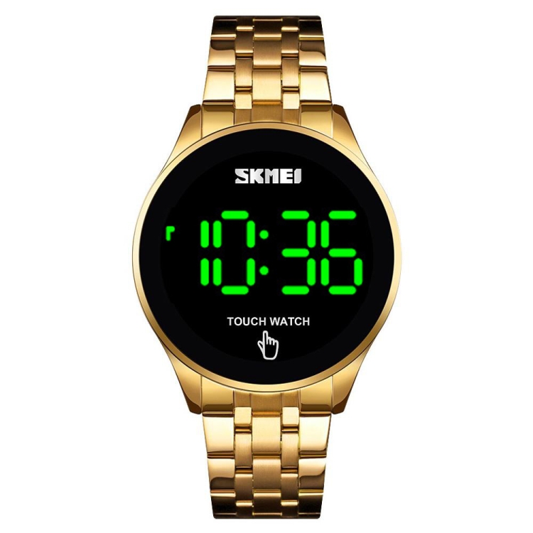 SKMEI 1579 Simple Touch Screen LED Luminous Stainless Steel Electronic Watch, Color: Gold