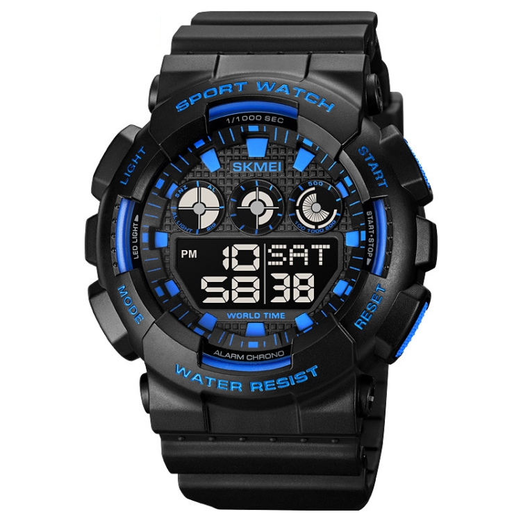SKMEI 1857 Stainless Steel Buckle PU Strap Waterproof Electronic Watch(Blue)