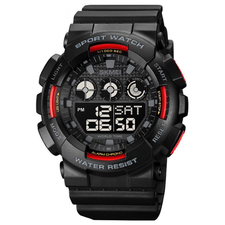 SKMEI 1857 Stainless Steel Buckle PU Strap Waterproof Electronic Watch(Red)