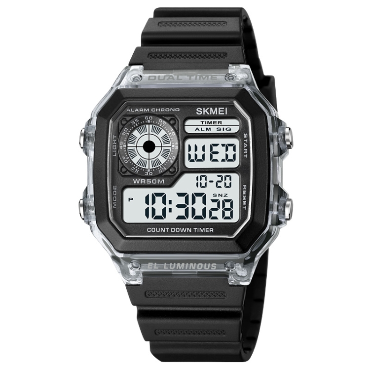 SKMEI 1998 Transparent Shell Ice Sensor Outdoor Sports Waterproof Multi-function Watch(White)