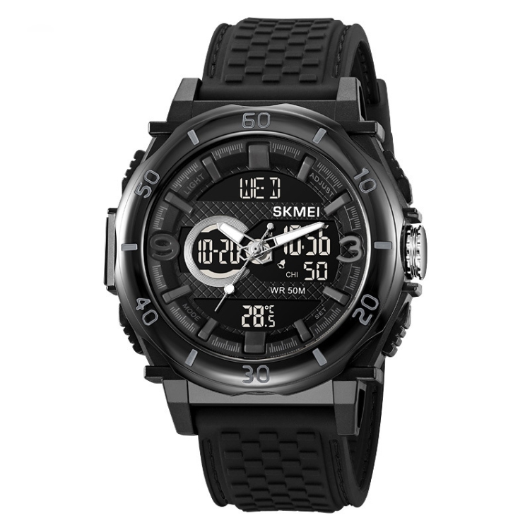 SKMEI 2098 Multifunctional Men 50M Waterproof Thermometer Dual Display Digital Wrist Watch(Black)