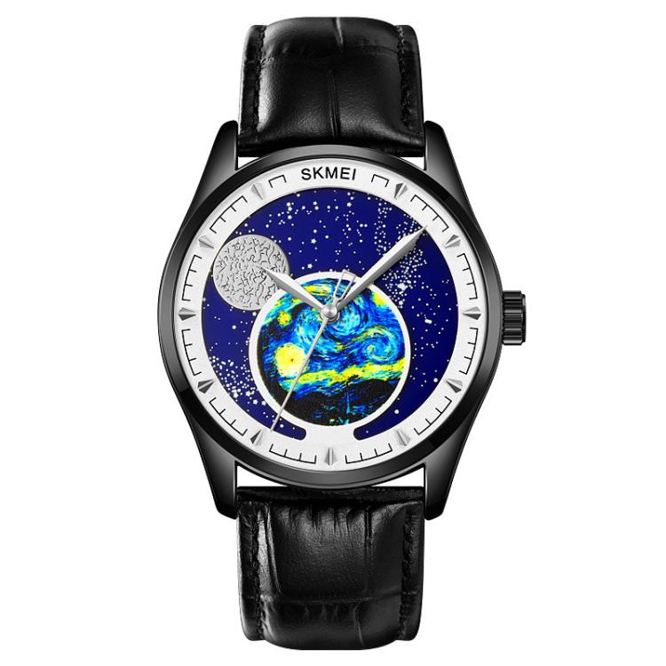 SKMEI 2115 Multifunctional Men Outdoor 30M Waterproof Moon Phase Quartz Watch(Black)