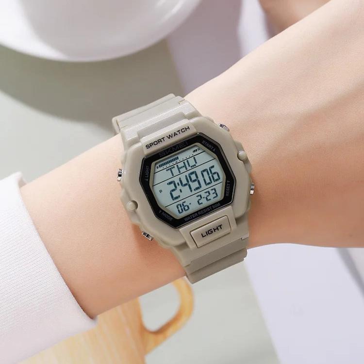 SKMEI 2573 Multifunctional Luminous Digital Watch With Alarm 50-Meter Water-Resistant Student Watch(Apricot)