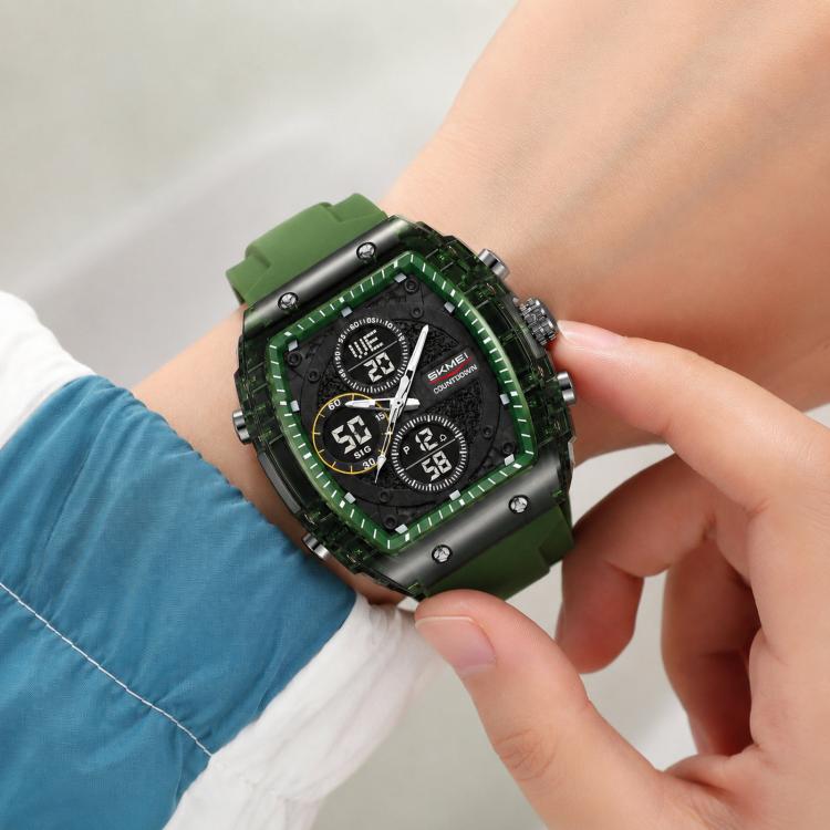 SKMEI 2602 Multifunctional Dual-Display Sports Watch 50m Life Water-Resistant Chronograph Luminous Outdoor Digital Watch(Army Green)