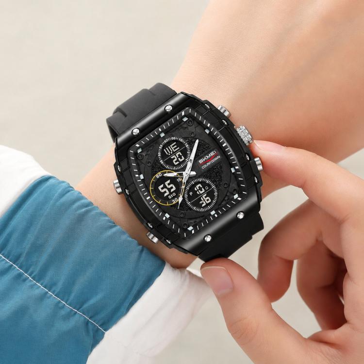 SKMEI 2602 Multifunctional Dual-Display Sports Watch 50m Life Water-Resistant Chronograph Luminous Outdoor Digital Watch(Black)