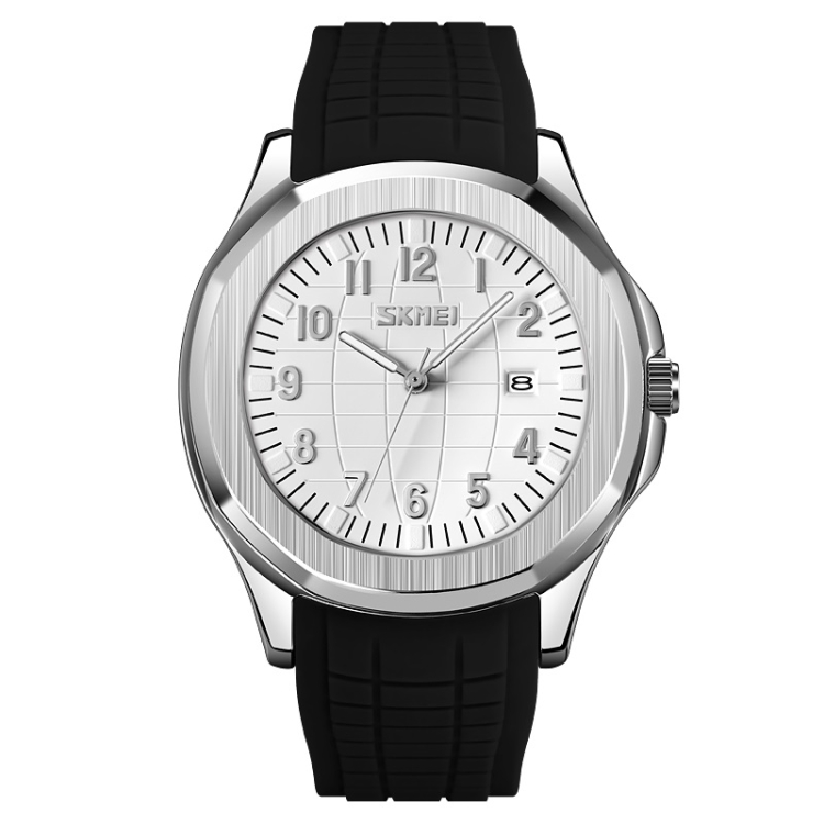 SKMEI 9286 Outdoor Sports Multifunctional Men Waterproof Quartz Watch(Black Belt  White Noodles)