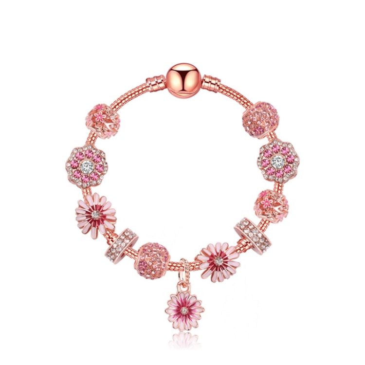 SL122 Women Rose Gold Beaded Accessory Bracelet, Size: 18cm