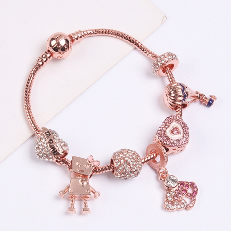 SL124 18cm Women Rose Gold Beaded Bracelet