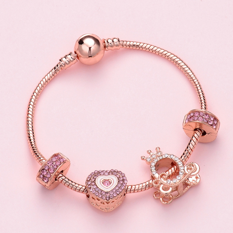 SL126 20cm Women Rose Gold Beaded Bracelet