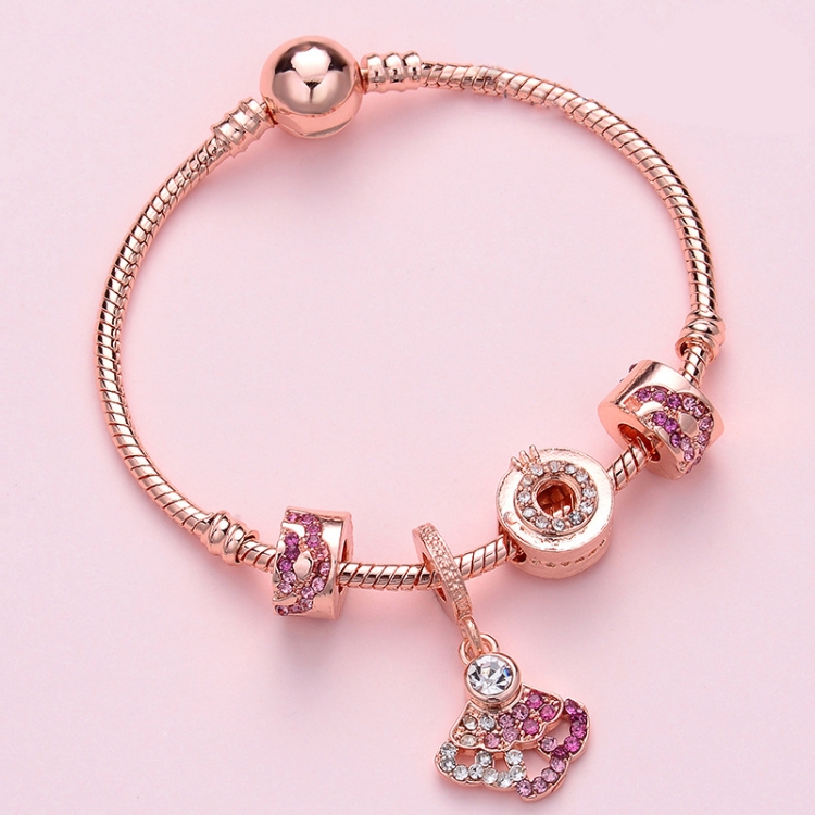 SL132 18cm Women Rose Gold Beaded Bracelet
