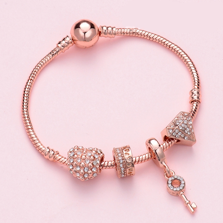 SL133 19cm Women Rose Gold Beaded Bracelet