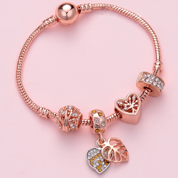 SL135 19cm Women Rose Gold Beaded Bracelet