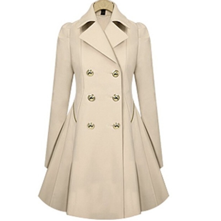 Slim Mid-length Commuter Jacket Trench Coat (Color:Beige Size:XXXL)