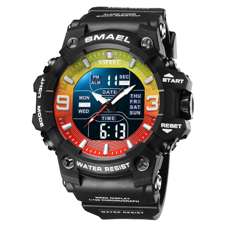 SMAEL 8049 Waterproof Sports Watch Men Multi-function Night Light Electronic Watch(Black Red Green)