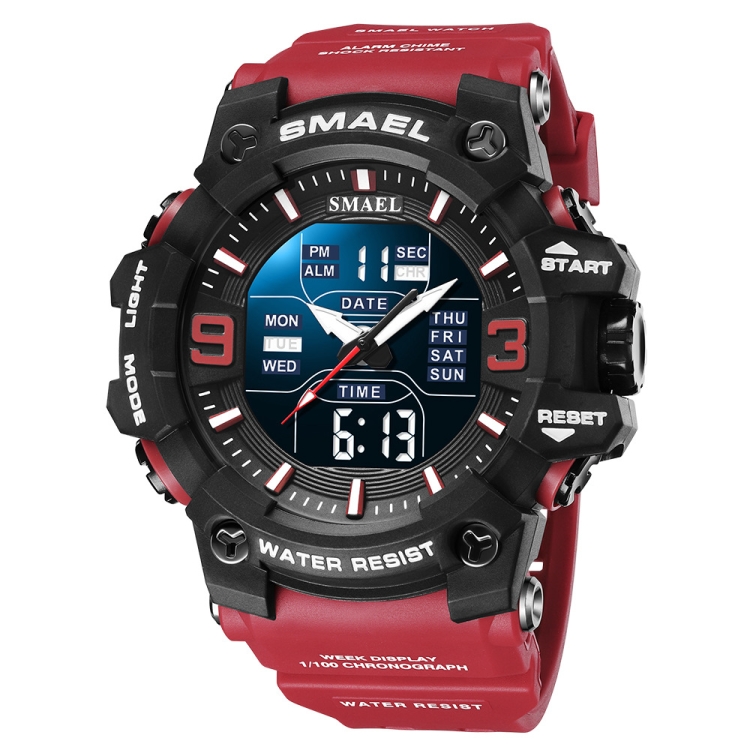 SMAEL 8049 Waterproof Sports Watch Men Multi-function Night Light Electronic Watch(Red)