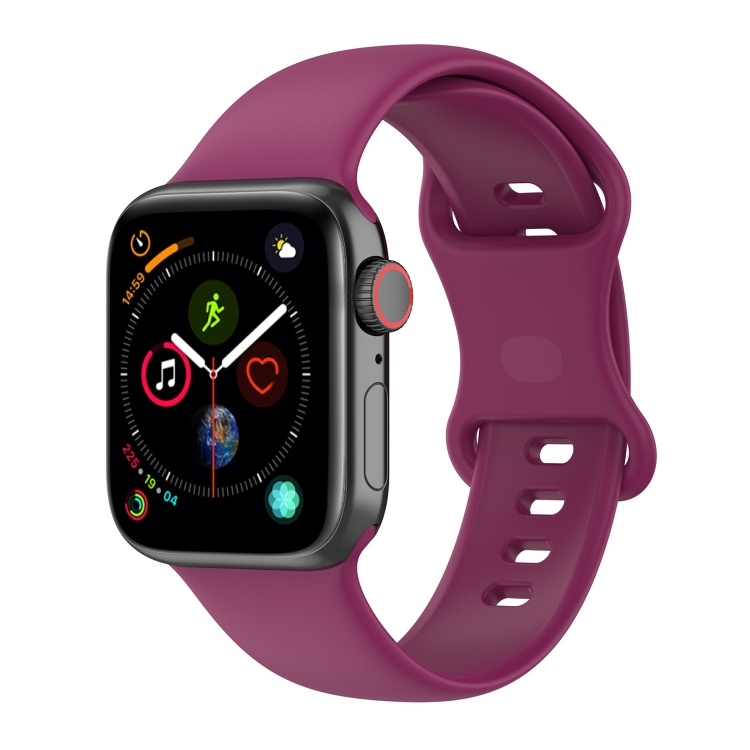 Small Size Silicone Watch Band For Apple Watch Series 9&8&7 41mm / SE 3&SE 2&6&SE&5&4 40mm / 3&2&1 38mm(Red Wine)