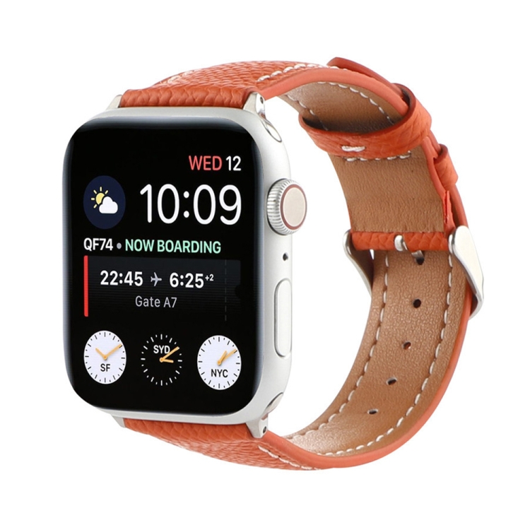 Small Waist Cross Texture Leather Watch Band For Apple Watch Series 9&8&7 41mm / SE 3&SE 2&6&SE&5&4 40mm / 3&2&1 38mm(Orange)