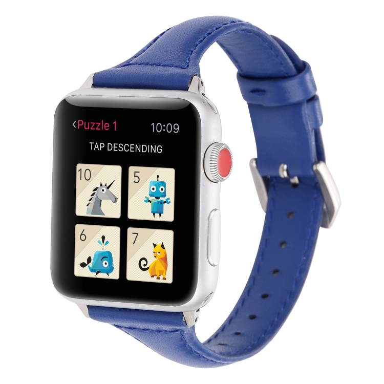 Small Waist Leather Watch Band For Apple Watch Series 9&8&7 41mm / SE 3&SE 2&6&SE&5&4 40mm / 3&2&1 38mm(Blue)