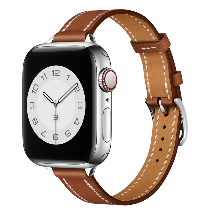 Small Waist Leather Watch Band For Apple Watch Ultra 49mm&Watch Ultra 2 49mm / Series 9&8&7 45mm / SE 3&SE 2&6&SE&5&4 44mm / 3&2&1 42mm(Brown)
