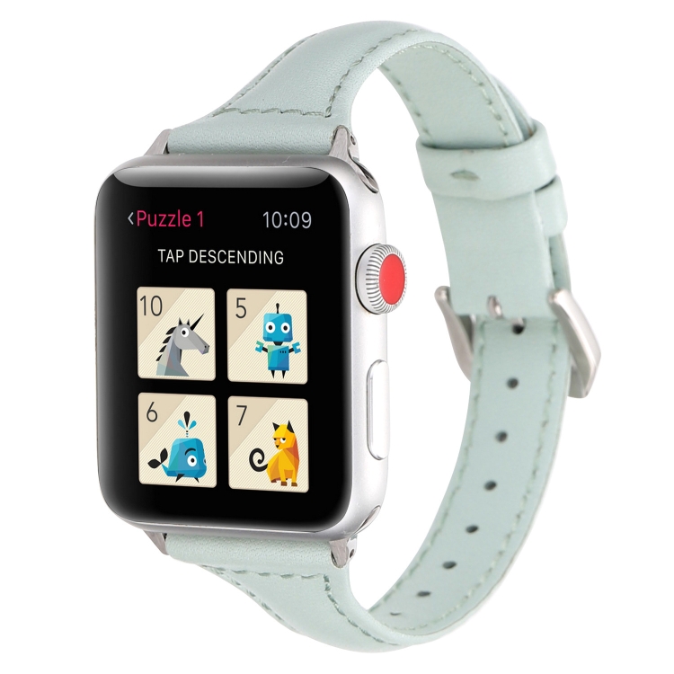 Small Waist Leather Watch Band For Apple Watch Ultra 49mm&Watch Ultra 2 49mm / Series 9&8&7 45mm / SE 3&SE 2&6&SE&5&4 44mm / 3&2&1 42mm(Light Green)