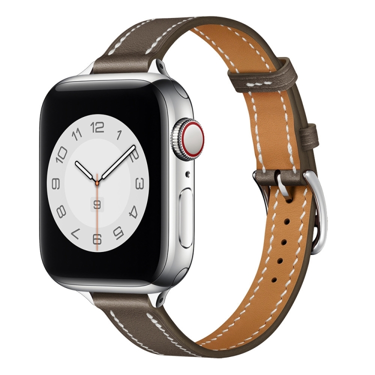 Small Waist Leather Watch Band For Apple Watch Ultra 49mm&Watch Ultra 2 49mm / Series 9&8&7 45mm / SE 3&SE 2&6&SE&5&4 44mm / 3&2&1 42mm(Taupe)
