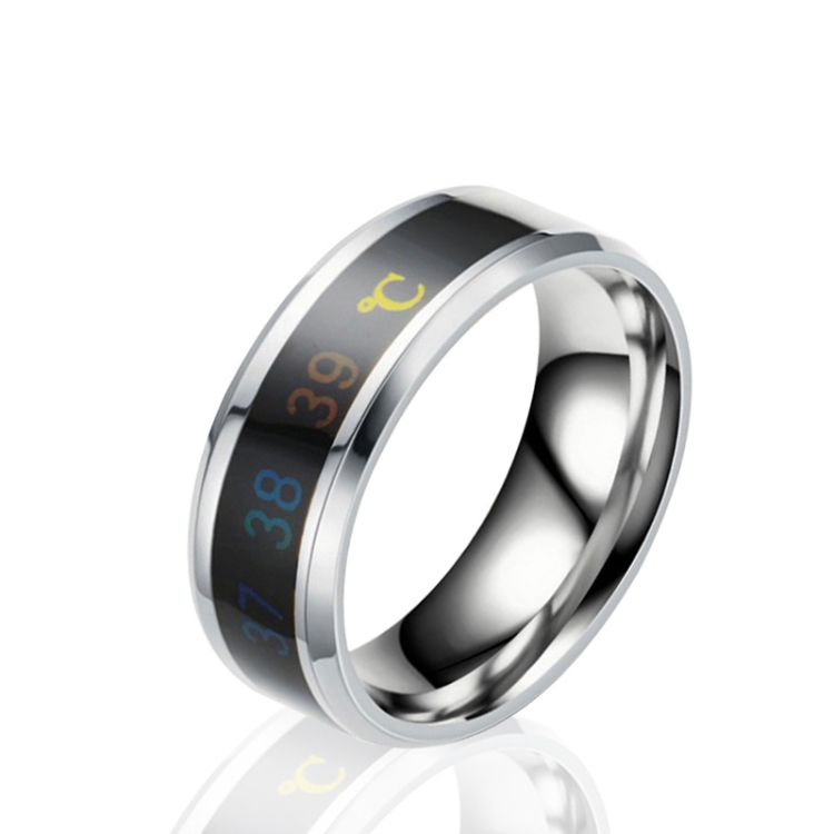 Smart Temperature Ring Stainless Steel Personalized Temperature Display Couple Ring, Size: 12(White)