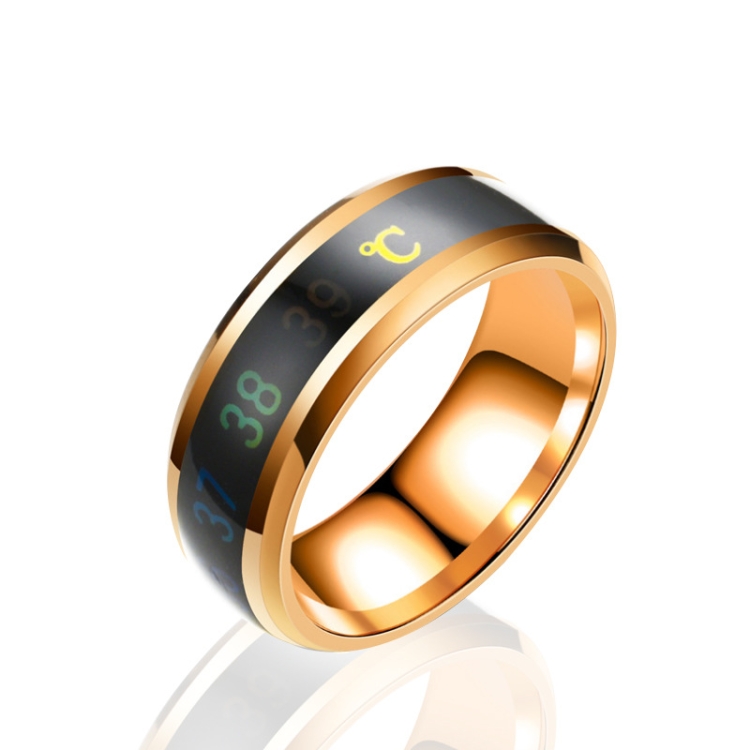 Smart Temperature Ring Stainless Steel Personalized Temperature Display Couple Ring, Size: 8(Rose Gold)