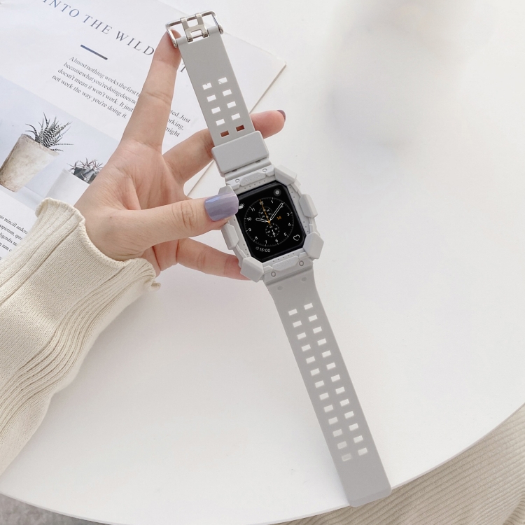 Solid Color Integrated TPU Watch Band For Apple Watch Series 9&8&7 41mm / SE 3&SE 2&6&SE&5&4 40mm / 3&2&1 38mm(Grey)