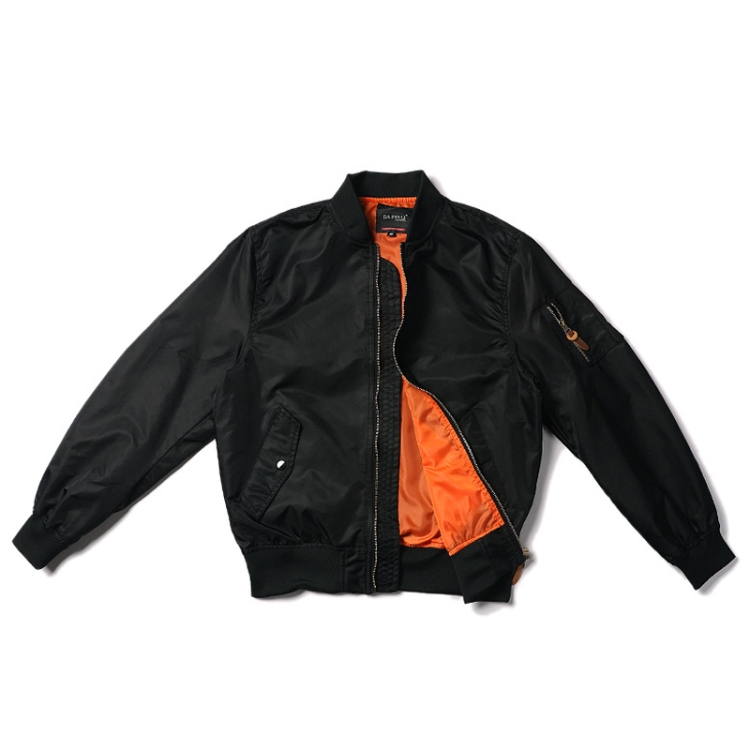 Spring Autumn Thin Man Jacket Loose Nylon Baseball Clothing, Size: M(Black)