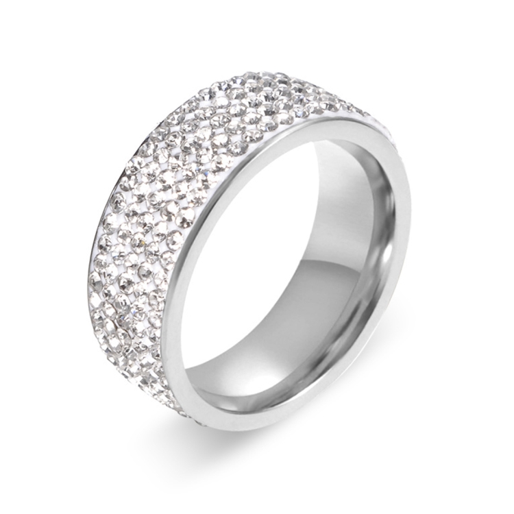 Stainless Steel Eternity Ring For Wedding Band Engagement Promise Crystal And Rhinestones Inlaid Circle Round, 57 mm, US Size:10, Inner Diameter: 20 mm, Perimeter: 62.8 mm