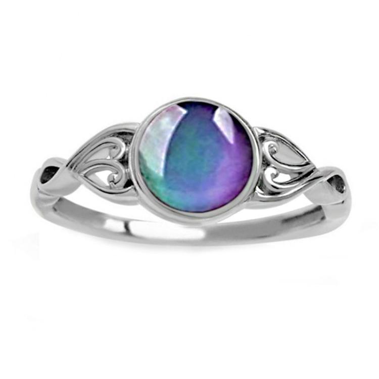 Sweet Wind Sensitive Temperature Color Changing Stone Ring Wedding Ring, Size: 11(Silver)