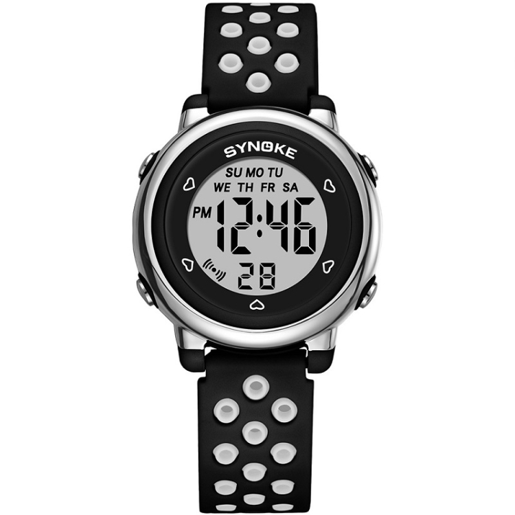 SYNOKE 9112 Waterproof Alarm Luminous Large Screen Colorful Children Digital Watch(Tow-color Black)