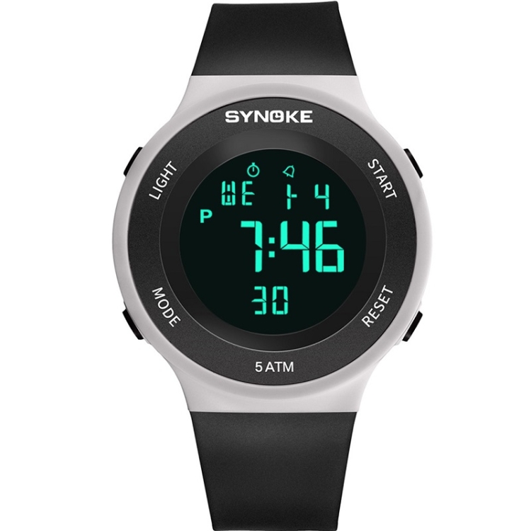 SYNOKE 9199 Student Waterproof Luminous LED Electronic Watch(Black White)