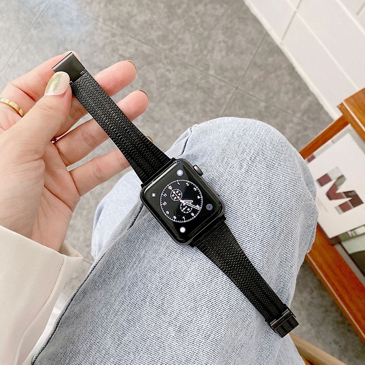 Three Lines Steel Watch Band For Apple Watch Ultra 49mm&Watch Ultra 2 49mm / Series 9&8&7 45mm / SE 3&SE 2&6&SE&5&4 44mm / 3&2&1 42mm(Black)