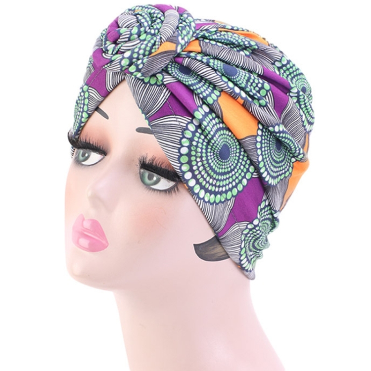 TJM-342 Cotton Whirlpool Flower Shape Turban Hat(Green)