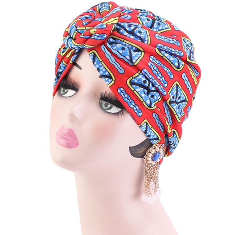 TJM-342 Cotton Whirlpool Flower Shape Turban Hat(Red)